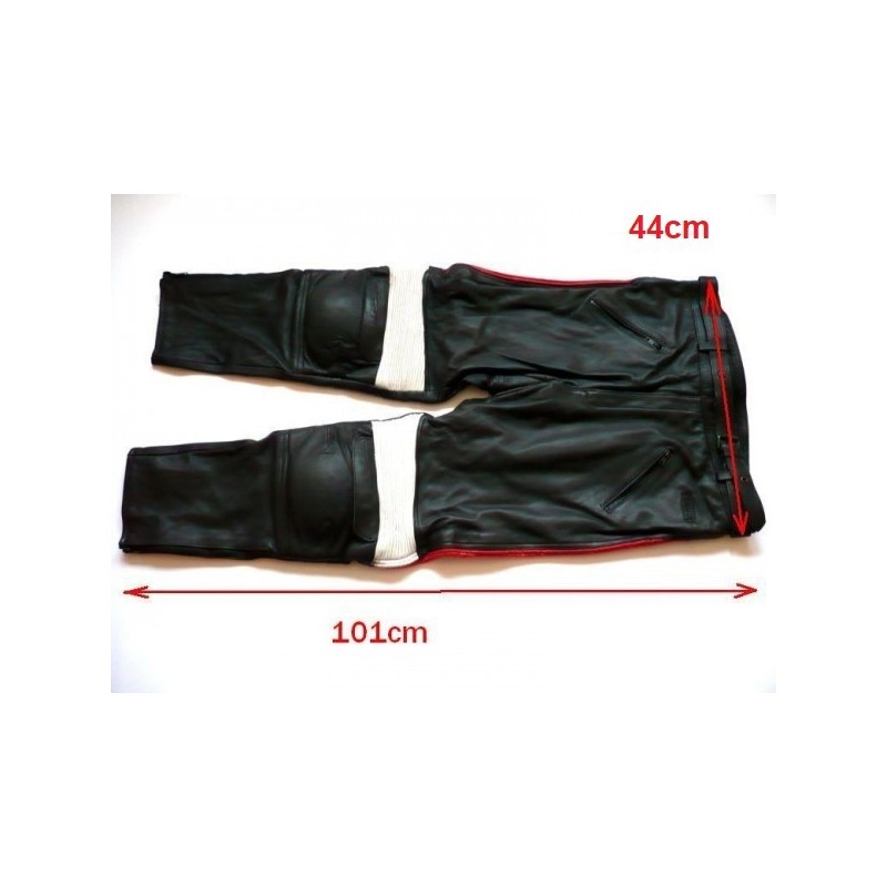 Pantalon Kayatsu piel negro,mixto rojo-blanco. Equivalente 44-46