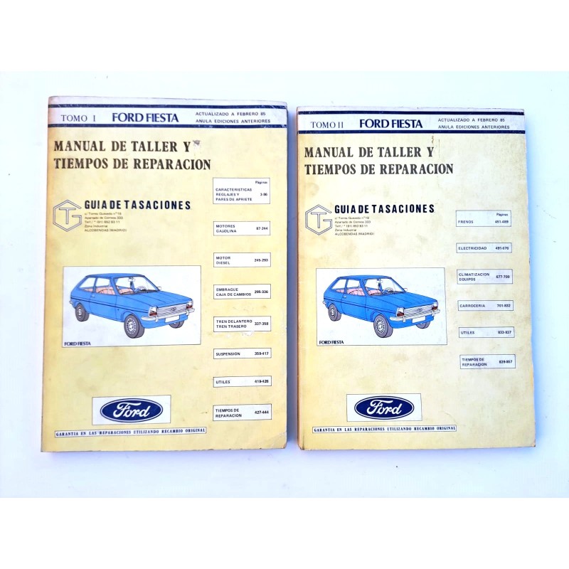 Manuales de taller I y II USADOS Ford Fiesta 1985.