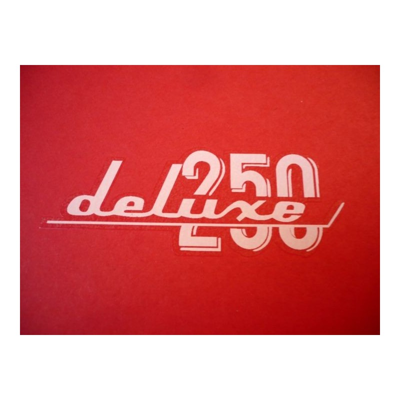 Adhesivo Ducati 250 DeLuxe tapa lateral (blanco).