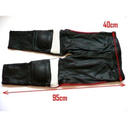 Pantalon Kayatsu piel negro,mixto rojo-blanco. Equivalente 38-40