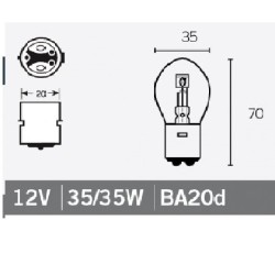 Lampara 12v 35/35w NUEVA BA20D (Azul)